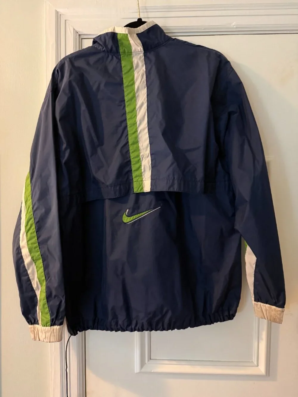Vintage 90s Nike Windbreaker Youth XL 18-20 Navy Green White Colorblock